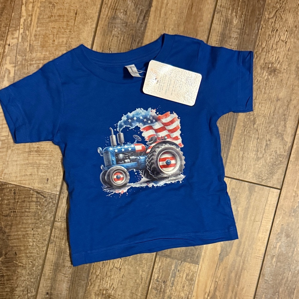 Toddler Royal Blue Patriotic Tractor Tee